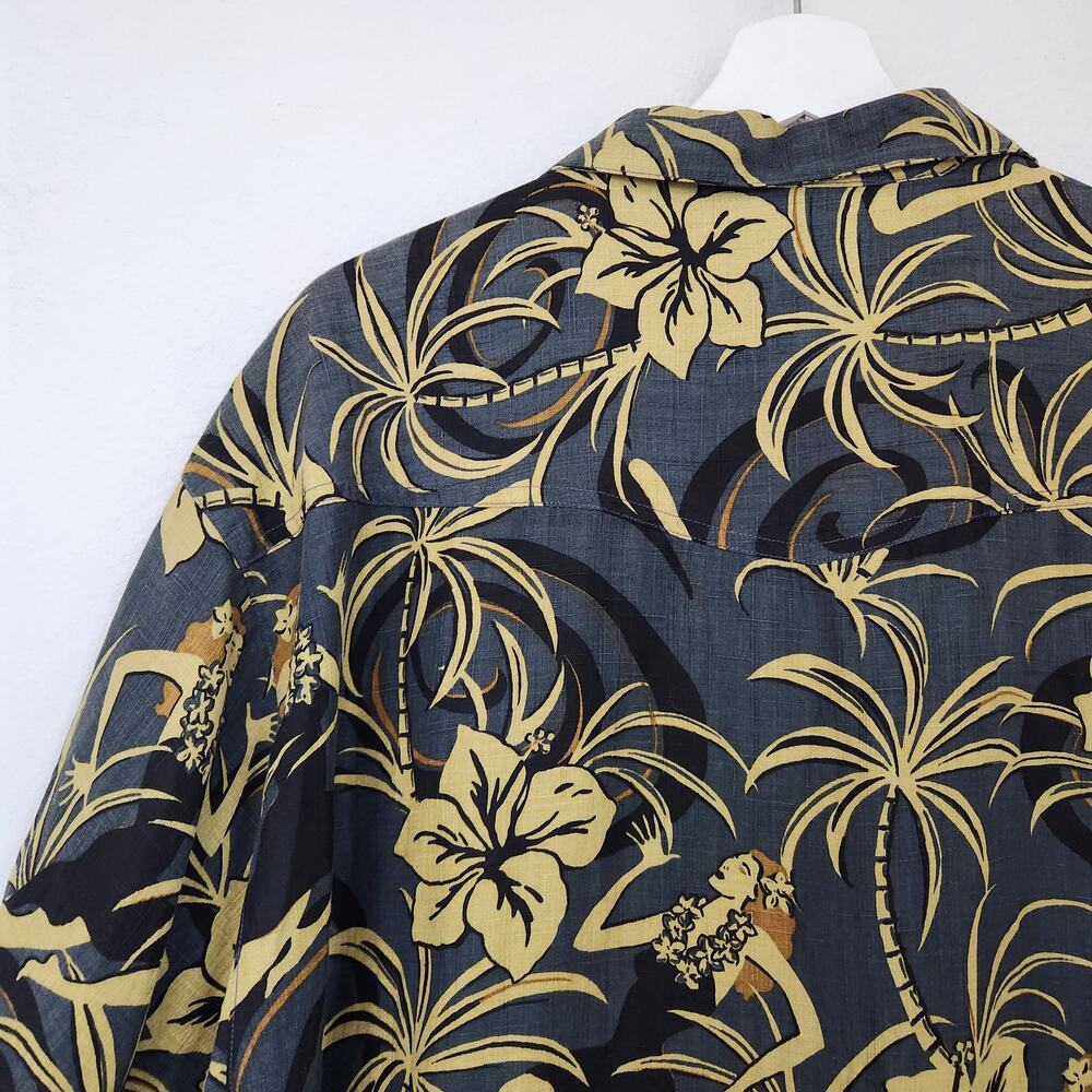 Tommy Bahama Silk Linen Blend Hawaiian Print Button Shirt Hula Dancer XL - Picture 6 of 8